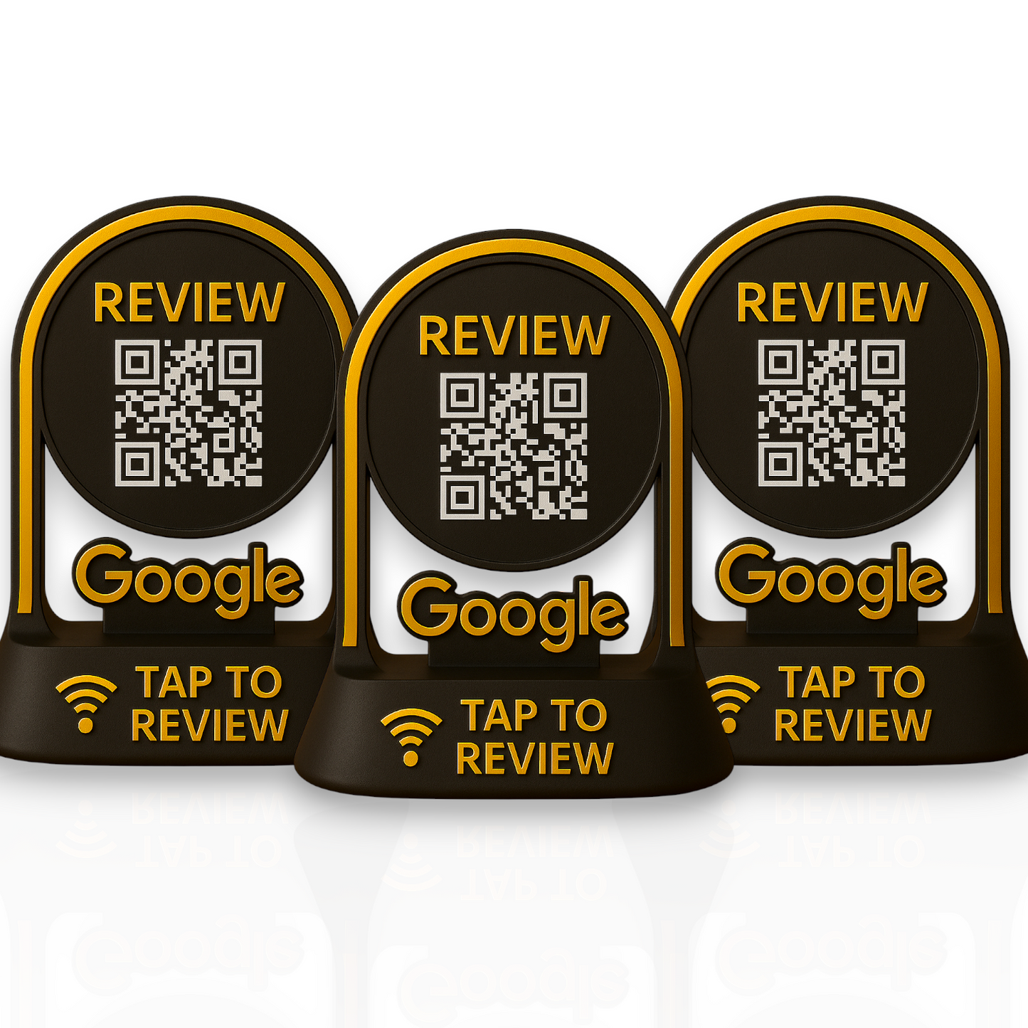 Google Review Tap Stand – NFC & QR Code Business Display (Black & Gold)