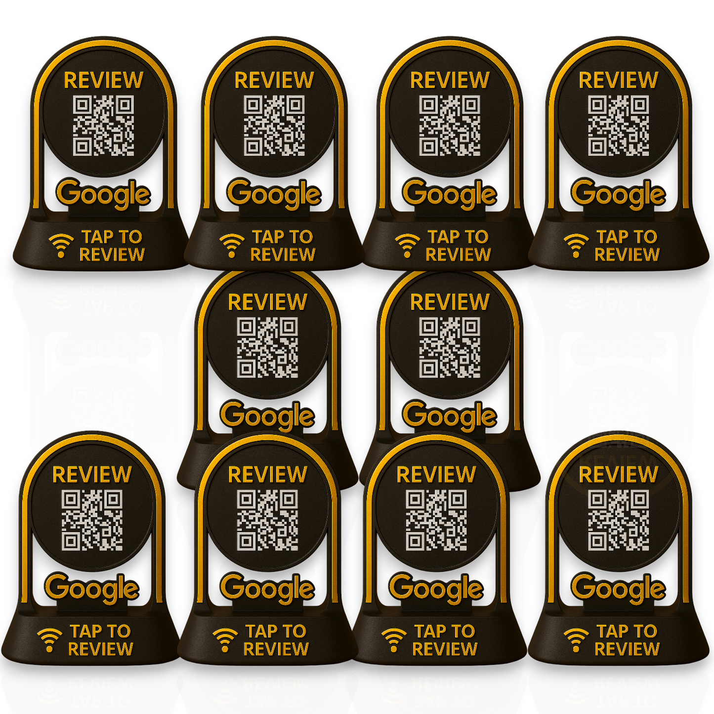 Google Review Tap Stand – NFC & QR Code Business Display (Black & Gold)